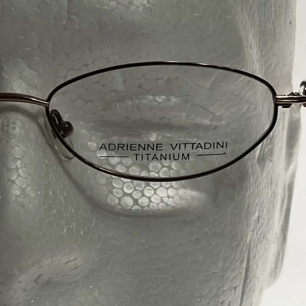 Adrienne Vittadini Eyeglasses Womens Titanium Oval Rose Gold Lightweight Frame